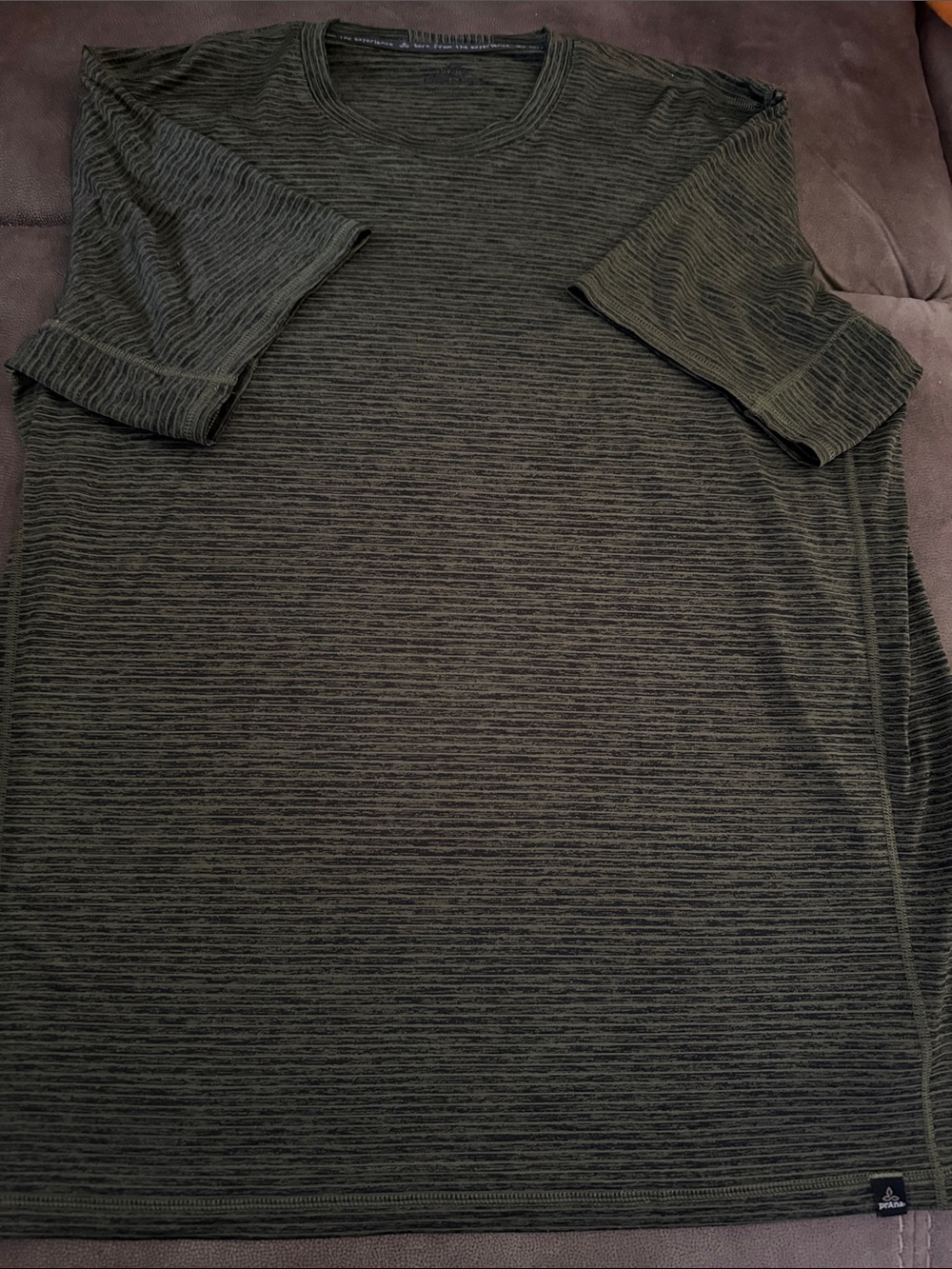 Prana Olive & Black Heathered Performance Shirt